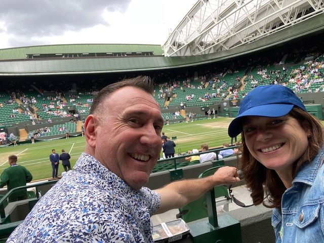 Alison Bradford and her husband at Wimbledon.